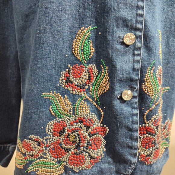 Vintage Maggie Sweet Rhinestone Denim Jacket/Shirt Women's Medium - Picture 6 of 8